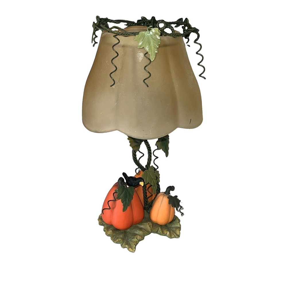 Home Interiors and Gifts 11" Tea Light Candle Lamp Pumpkins Harvest Halloween